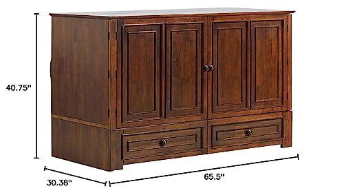 Mega Solutions Emurphybed Paradiseo Murphy Cabinet Chest Bed with Charging Station 8 Inch, Queen (Tobacco) Mega Solutions