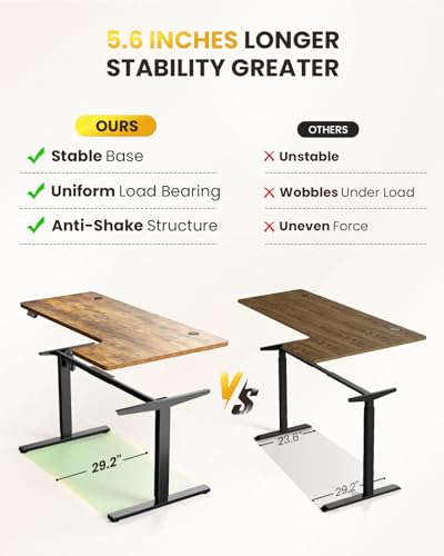 DeskShow L-Shaped Standing Desk - 55 Inch Adjustable Corner Desk, Electric Sit-Stand Computer Table with Memory Controller for Home Office DeskShow