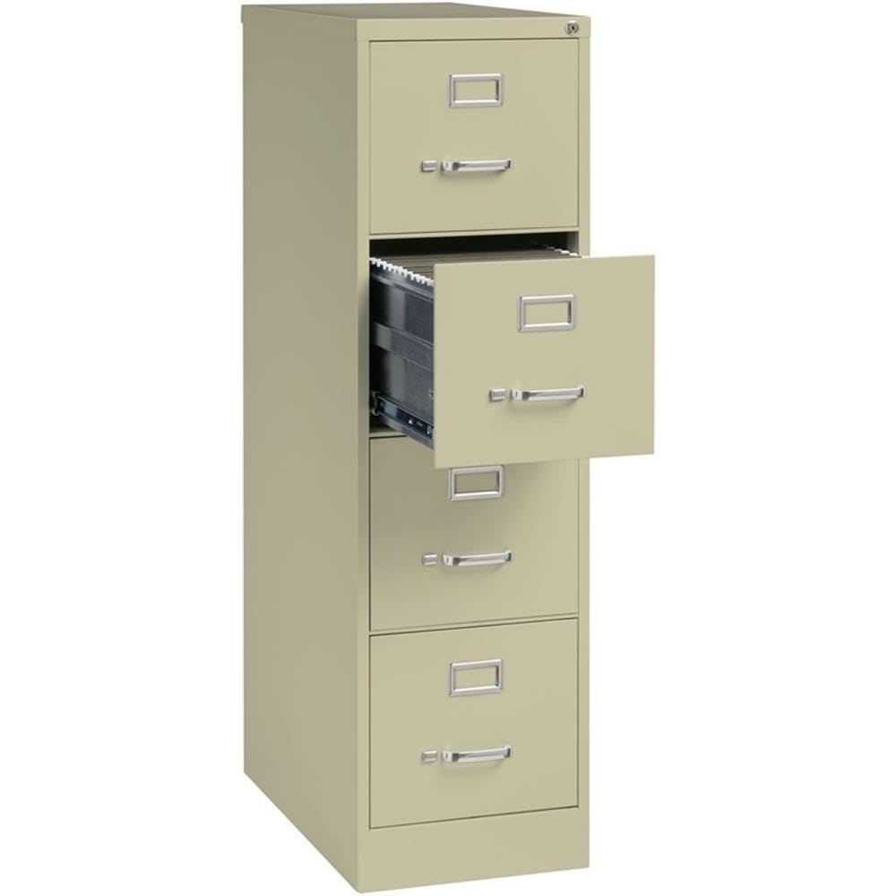 Pemberly Row 4 Drawers 52" Vertical Beige Metal Filing Cabinet Lockable Pre-Assembled Stationary Letter Size for Home, Office Pemberly Row