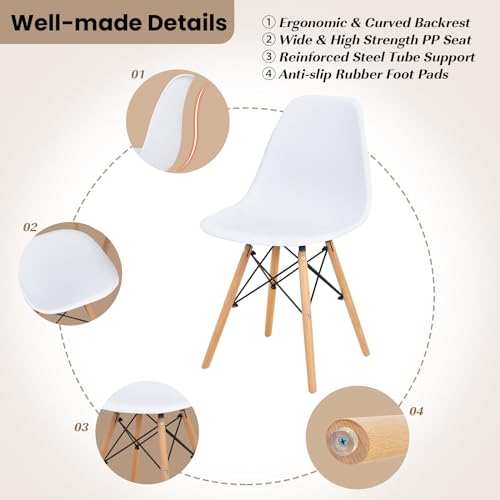 Tangkula Dining Table Set for 4, Round Kitchen Table and Chairs Set of 4 with Ergonomic Seat & Solid Wood Legs, 5-Pieces Modern Dining Set for Kitchen and Living Room Tangkula