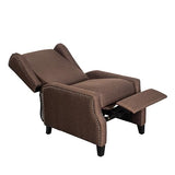 Flash Furniture Prescott Slim Wingback Recliner Chair - Traditional Push Back Recliner - Brown Polyester Fabric with Accent Nail Trim - Pocket Spring Seat Flash Furniture