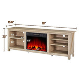 Amerlife Fireplace TV Stand, Wood Texture Entertainment Center with 23" Electric Fireplace, Farmhouse Entertainment Stand Media TV Console for TVs Up to 80", 70 inches, Natural Oak AMERLIFE