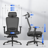 FLEXISPOT OC3 Cloud Ergonomic Office Chair with Footrest, Mesh Back Computer Chair, Home Office Desk Chairs, with Adjustable Lumbar Support/3D Headrest/Reliable Base, Elastic Foam Seat, Black, Cloud-F FLEXISPOT
