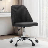 Sweetcrispy Armless Office Chair, Modern Fabric Home Office Desk Chairs with Wheels Adjustable Swivel Task Computer Vanity Seat for Small Spaces Sweetcrispy