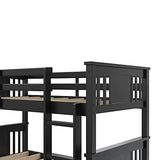 DHP Dylan Twin Over Twin Bunk Bed, Espresso, Sturdy Wood Construction, Converts to 2 Twin Beds, Guard Rails, Step Ladder DHP
