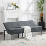 MWrouqfur Convertible Folding Futon Sofa Bed,Modern Fabric Sleeper Bed Couches with 3 Reclining Angles,68" Split Back Recliner Loveseat for Small Living Room Apartment Dorms (Grey, 70") MWrouqfur