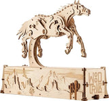 Wood Trick Mustang 3D Wooden Puzzles for Adults and Kids to Build - Mechanical Movement - Engineering DIY Project 3D Puzzles for Adults Model Kits Wood Trick