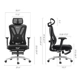 Hbada P5 Ergonomic Office Chair, Desk Chair with Adjustable Lumbar Support and Height, Comfortable Mesh Computer Chair with Footrest 2D Headrest, Swivel Tilt Function Black Hbada