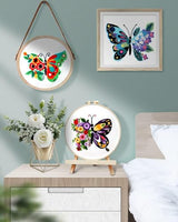FREFTA 3 Pack Butterfly Embroidery kit for Beginners to Advanced, Floral Hand Embroidery & Cross Stitch mini Tool Kit with Stamped Patterns, Hoop, Threads & Needles, DIY Starter Kit with Instructions