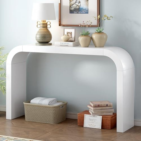Modern Minimalist Console Table,Elegant and Versatile Design,Perfect for Living Room, Hallway, and Bedroom,Sturdy and Stable Frame,White JIJIWANG