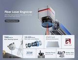 Monport 30W Fiber Laser Engraver with 3D & Deep Engraving, 5.9" x 5.9" Work Area, 10000mm/s 360°Laser Marking Etching Machine for Metal, Silver, Stainless Steel, Gold with Rotary Axis & Lightburn Monport