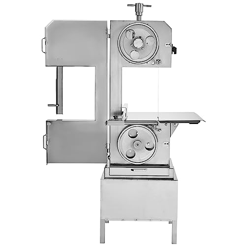 VEVOR Commercial Electric Meat Bandsaw, 2200W Stainless Steel Vertical Bone Sawing Machine, Workbeach 24.4" x 20.5", 0.16-8.7 Inch Cutting Thickness, Frozen Meat Cutter with 6 Blades for Rib  - WoodArtSupply