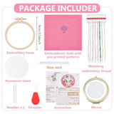 WEBEEDY DIY Foldable Mirror Set Mini Bouquet Makeup Mirror Needlework for Beginners,Hand Sewing Cross Stitch Kit with Stamped Pattern Cloth Embroidery Hoop Thread,Women Mirrors Crafts Gift