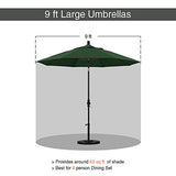 California Umbrella 9' Round Aluminum Market Umbrella, Crank Lift, Auto Tilt, Bronze Pole, Hunter Green Olefin California Umbrella