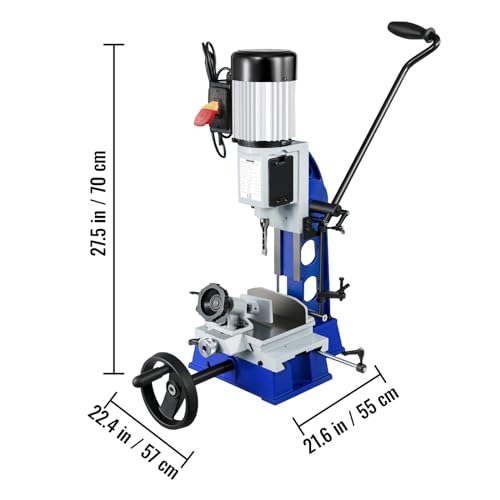 VEVOR Woodworking Mortise Machine, 1/2 HP 1700RPM Powermatic Mortiser, With Movable Work Bench Benchtop Mortising Machine, For Making Round Holes VEVOR