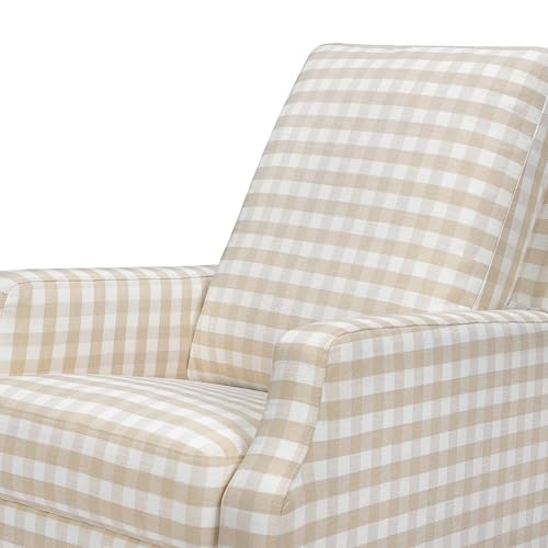 Namesake Crewe Glider Recliner Nursery Chair - GREENGUARD Gold & Certi-PUR US Certified Rocker Recliner - Glider Rocking Chair for Nursery & Living Room - Manual, 360° Swivel, Tan Gingham