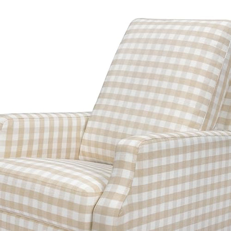 Namesake Crewe Glider Recliner Nursery Chair - GREENGUARD Gold & Certi-PUR US Certified Rocker Recliner - Glider Rocking Chair for Nursery & Living Room - Manual, 360° Swivel, Tan Gingham NAMESAKE