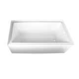 Aqua Eden VTAP663222R 66-Inch Acrylic 3-Wall Alcove Tub with Right Hand Drain, White Kingston Brass