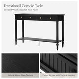 HULALA HOME Mid Century Modern Console Table with Natural Wood Grain, Fluted Entryway Table with 2 Drawers & Lower Shelf, 47.2" W x 13.78" D x 30" H(Black) HULALA HOME
