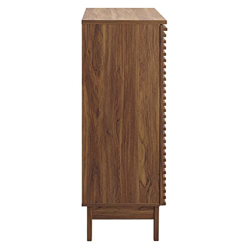 Modway Render Mid-Century Modern Wine Rack Storage, Bar Cabinet, Walnut - WoodArtSupply