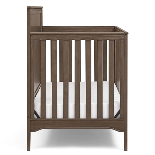 Delta Children Kendall 6-in1 Convertible Crib - Converts from Baby Crib to Toddler Bed, Daybed, Sofa Bed and Full-Size Bed with and Without Footboard, Fits Full-Size Crib Mattress, Teak Brown