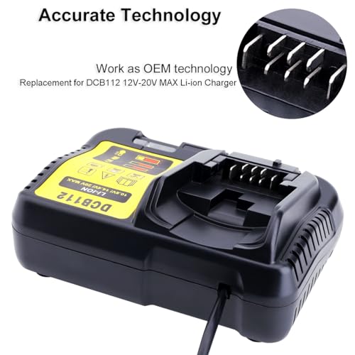 Biswaye DCB112 DCB115 20V Max Charger Charges All DCB201 DCB204 DCB606 DCB609 DCB207 DCB206 DCB203 DCB200 DCB120 DCB127 12V Max, 20V Max and 60V Max Li-Ion Cordless Tool Battery Packs Biswaye
