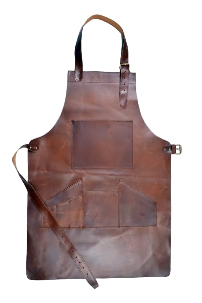 HEAVEN HUSH Professional Leather Work Aprons for Men with Tool Pockets Workshop Aprons Mechanics, Blacksmith, Garden Tool, Carpentry, Welder, Shop, Bartender, Server (7 Pocket, Dark Brown) HEAVEN HUSH CRAFTING ELEGANCE