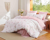 Erwinmu Floral Duvet Cover Set Twin Size,Pink Tulip Bow Ties Reversible Bedding Set with Heart Pattern for Girls Kids,Romantic Microfiber Comforter Cover 2Pcs with Zipper Closure and 1 Pillowcase Erwinmu