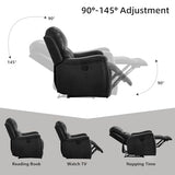 IOMOR Leather Recliner Chair, Manual Recliner Chair for Adults with Overstuffed Arms and Back, Single Sofa Recliner with Cup Holders for Living Room (1, Black)