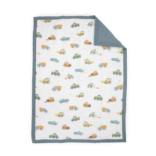 Little Unicorn Toddler Bedding 3-Piece Set | Includes Comforter, Crib Sheet & Pillowcase | Soft & Breathable Muslin Fabric | for Convertible Cribs & Toddler Beds (Work Trucks) Little Unicorn