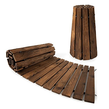 Roll-Out Garden Pathway Curved - 7 FT Outdoor Walkway with Non-Slip Surface Rustic Path Decorative Boardwalk for Outdoor Patio, Garden FURNDOOR