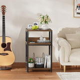 Simple Trending Record Player Stand, 3 Tiers Side Table, Compact Turntable Stand Record Table, Hold Up to 100 Albums, Rustic Brown Simple Trending