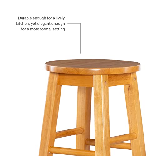 Linon Natural Barstool with Round Seat, 24-Inch - WoodArtSupply