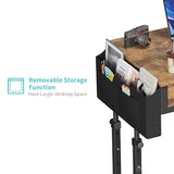 Small Portable Standing Rolling Desk - 32 Inch Adjustable Mobile Stand Up Teacher Desks with 2 Fabric Drawers on Wheels, Couch Sofa Side Laptop Table with Storage for Bedroom Home Office, Rustic Brown WINAZ