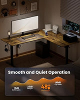 YORIWELL 63 Inches Reversible L Shaped Standing Desk for Home Office, Electric Height Adjustable Corner Computer Desk, Sit Stand up Table with Cup Holder, Ergonomic Gaming Desk, Rustic Brown YORIWELL