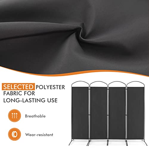 Giantex 6.2Ft Folding 4-Panel Room Divider Grey - 87" Wide Freestanding Foldable Fabric Privacy Screen, Lightweight Portable Partition Wall Divider and Separator for Home Office, Apartment, Studio Giantex