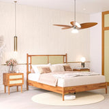 Oliver Queen Size Bed Frame - 15-Inch Mid Century Design with Rattan Headboard, Bohemian Style, No Box Spring Needed, Easy Assembly in Caramel Bme