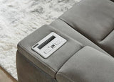 Signature Design by Ashley Next-Gen DuraPella Modern Faux Leather Power Reclining Loveseat with Console & Adjustable Headrest, Gray Signature Design by Ashley