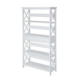 Convenience Concepts Oxford 5 Tier Bookcase with Drawer, White,11.75"D x 31.5"W x 59.75"H Convenience Concepts