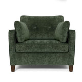 Landassy Home Luxury Oversized Accent Chair, 40.9" Upholstered Comfy Piping Single Armchairs with Comfy Tufted Backrest, Wood Legs, 2 Pillows for Living Room, Bedroom, Chenille, Green