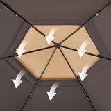 Yaheetech 13x13 Pop up Gazebo, Hexagonal Outdoor Canopy Shelter, Instant Patio Gazebo Sun Shade Canopy Tent with Double Tiers & Mesh Netting for Lawn, Garden, Backyard & Deck, Khaki/Brown Yaheetech