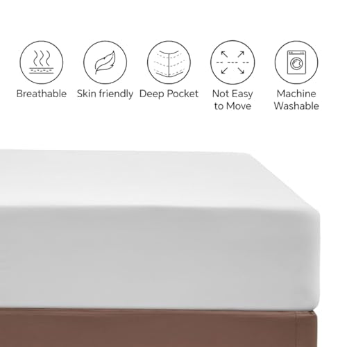 King Size Fitted Sheet – Ultra Soft 1800 Microfiber – Deep Pocket Fits Up to 16” Mattress – Wrinkle & Fade Resistant – Single Fitted Bottom Sheet Only (White) Peace Sleep Bedding