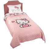 Jay Franco Hello Kitty Pink Stripes & Hearts Twin Size Quilt & Sham Set - Super Soft Lightweight Bedspread Set Jay Franco