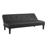 Naomi Home Black Futon Sofa Bed, Faux Leather Futon Couch, Black Sofa Bed Couch Convertible with Wooden Legs, Folding, Reclining Small Couch Bed, Button Tufted Futon Bed for Living Room Naomi Home