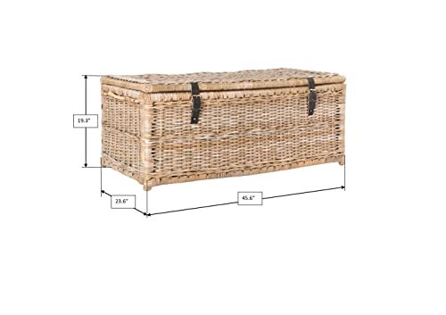 happimess HPM9000C Caden 46" Wicker Storage Trunk, Collapsible for flat storage, Rattan-Kubusoft Gray, Coastal for Office, Dorm Room-LivingRoom, Bedroom, Dining Room, Natural happimess