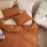 AZMTOP Washed Duvet Cover 3 Pcs(1 Duvet Cover with 2 Pillowcases) Full Size,All Season Use Soft Breathable Comforter Covers Simple Solid Style,Kid Adult Bedding Set Terrocotta 80"X90" AMZTOP