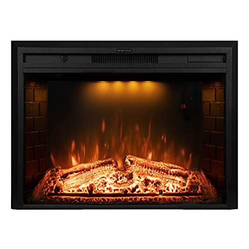 Dreamflame 36 inch Electric Fireplace, Wall Fireplace Electric with Remote Control, Realistic Log and Crackling Sound, Overheating Protection and Timer, 750/1500W Black Dreamflame
