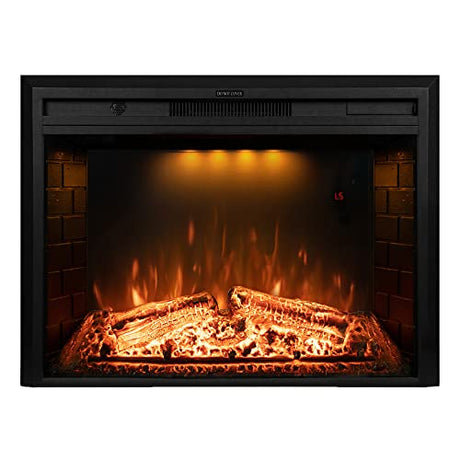 Dreamflame 36 inch Electric Fireplace, Wall Fireplace Electric with Remote Control, Realistic Log and Crackling Sound, Overheating Protection and Timer, 750/1500W Black Dreamflame