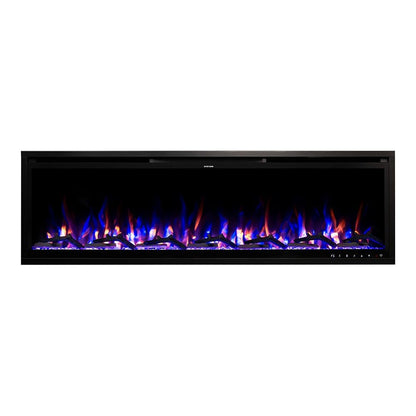 Modern Ember Aerus Slim 60 Inch Smart Linear Electric Fireplace | Recessed in-Wall or Wall-Mount | LED Multiple Flame Colors | Works with Wi-Fi App, Alexa, Google | 4.25” Profile | Remote Included