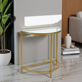 Carolina Chair & Table 30" Winoda Half Round Console Table – Modern Clear Tempered Glass Top with Gold Powder Coated Metal Frame – Contemporary Semicircular Accent Furniture for Hallway, Living Room Carolina Chair & Table